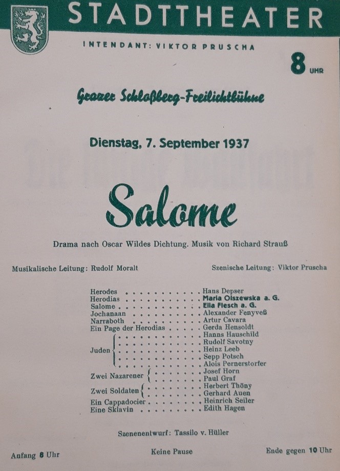 Programm vom 7. 9.1937 Archiv der Vereinigten Bühnen Graz