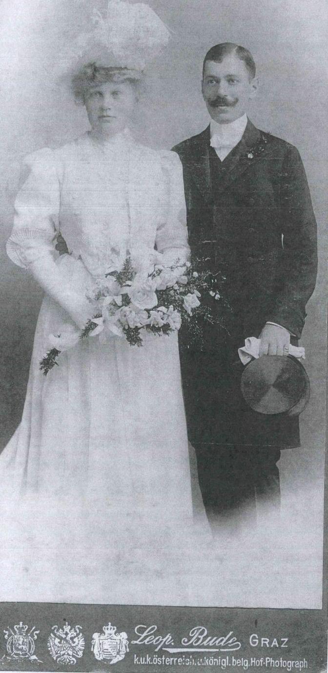 Hochzeitsbild Alois und Hermine Blühweis 1. Juli 1906 © Helma Bliss-Goldmark