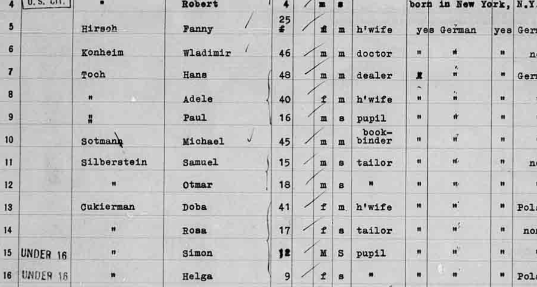 Passagierliste des Schiffs "Deutschland" Otmar und Samuel werden als "tailor" (Schneider) geführt Quelle: The Statue of Liberty - Ellis Island