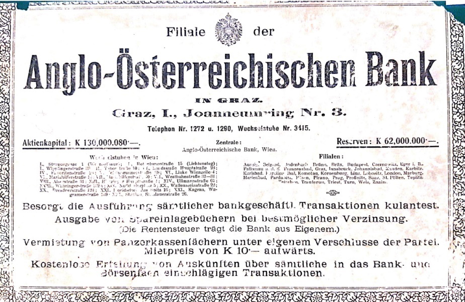 Bild 4: Werbeanzeige Anglo-Österreichische Bank