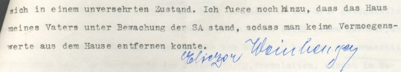 Aussage von Eliezer Weinberger 1953